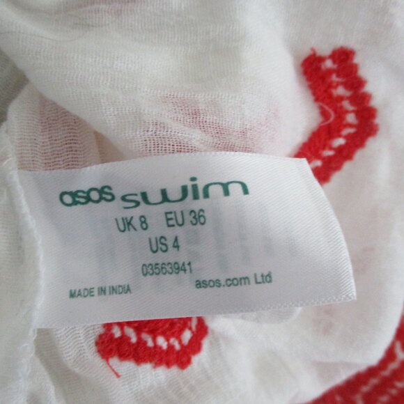 ASOS Embroidered Smock Top white size 4 sheer - Picture 5 of 16